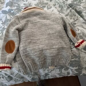 Kids Gray Knit Jacket with Elbow Patches